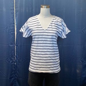 J. Crew Striped V-Neck top with Flutter Sleeves.